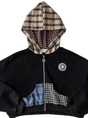 Voyage Multi Flannel Hoodie Size XL Streetwear Zip Up Jacket